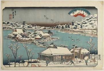 Avondsneeuw bij Shinobugaoka, 1843-1847